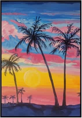 #F25-125A, Acrylic Palm Tree Silhouette, 1/2 Day Mini-Session, Thursday, November 13, 9:30-12:00PM