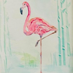 #W26-135A, Flamingo Watercolor, 1/2 Day Mini Session, Monday, January 19, 9:30 - 12:00PM
