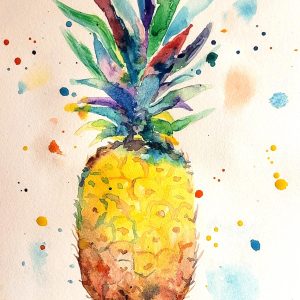 #W26-132B, Pineapple Watercolor, 1/2 Day Mini Session, Thursday, May 7, 1:00 - 3:30PM