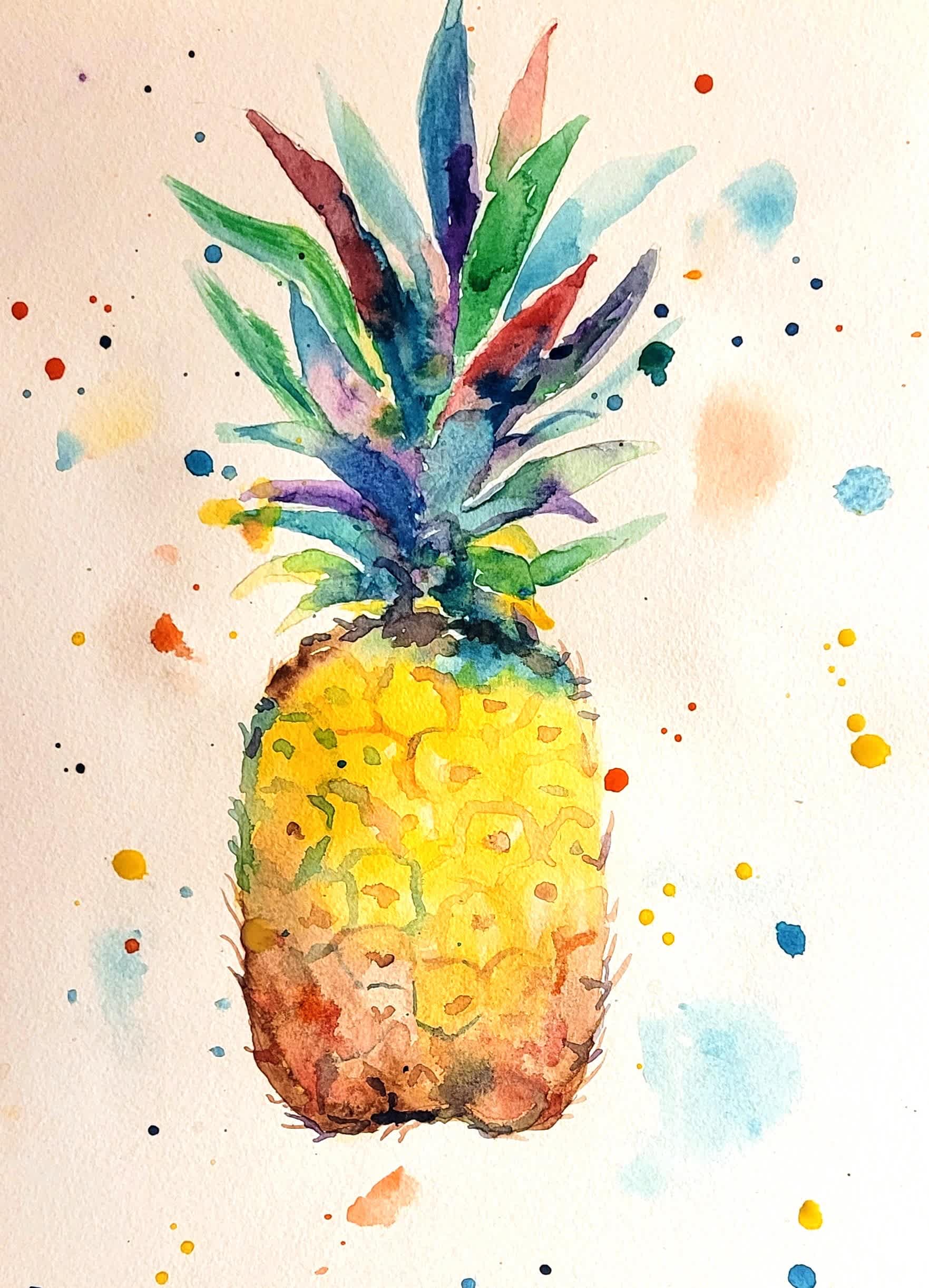 #W26-132B, Pineapple Watercolor, 1/2 Day Mini Session, Thursday, May 7, 1:00 - 3:30PM
