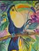#W26-134A, Acrylic Canvas Colorful Toucan, 1/2 Day Mini Session, Monday, March 23, 9:30 - 12:00PM