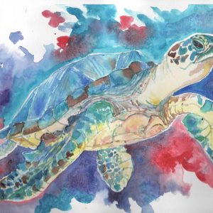 #W26-131A Sea Turtle Watercolor, 1/2 day Mini Session, Thursday, February 26, 9:30 -12:00PM