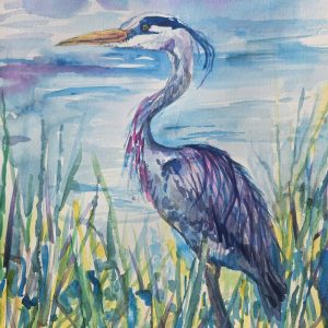 #S26-114A, Blue Heron Watercolor, 1/2 Day Mini Session, August 3, 1:00 - 3:30PM