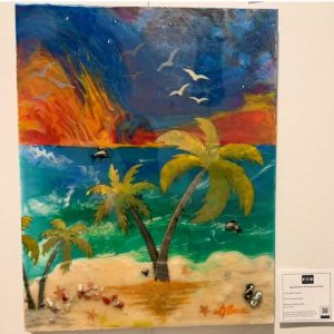 Calm After Sunset, mixed media
