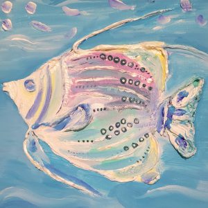 #F26-132B,  Angel Fish Acrylic Texture Painting, 1/2 Day Mini Session, December 4, 9:30 - 12:00PM